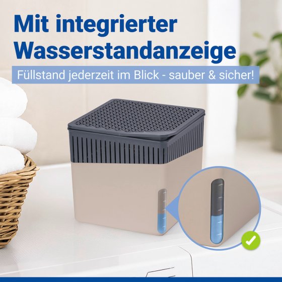 Raumentfeuchter Mod. Cube Beige 1000 g mit Nachfüller, beugt Schimmel und Gerüchen vor
