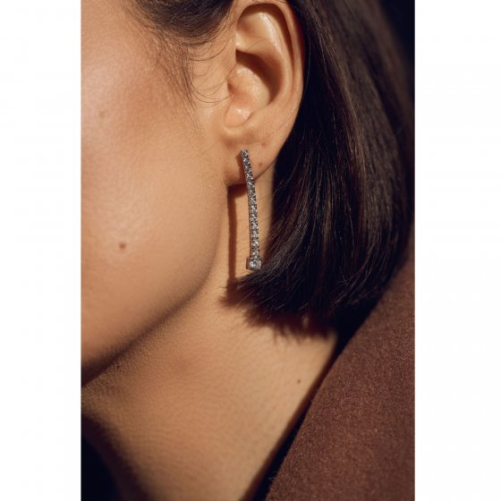 Ohrhänger 925 Sterling Silber rhodiniert Glänzend Zirkonia weiß 