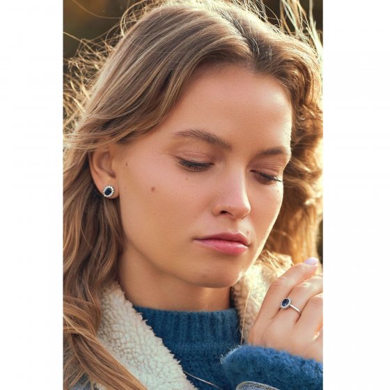 Ohrstecker 925/- Sterling Silber rhodiniert Saphir und Zirkonia 