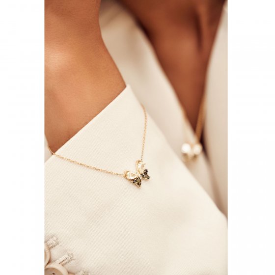 Armband 925 Sterling Silber vergoldet Glänzend Schmetterling Zirkonia gelb 