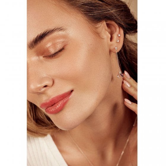 Ohrhänger 925 Sterling Silber rhodiniert Glänzend Blume Zirkonia bunt 