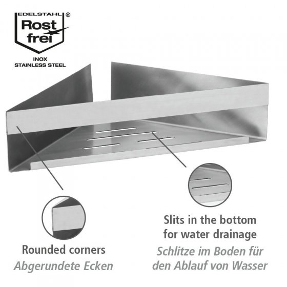 Turbo-Loc® Eckablage Mod. Genova Matt, Befestigen ohne Bohren mit Spezial-Klebepad 