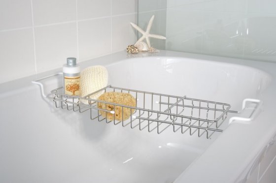 Teleskop-Badewannenbrücke Edelstahl, rostfrei 