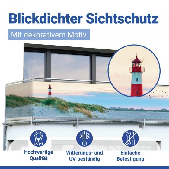 Balkon-Sichtschutz Mod. Nordseeküste, UV- und witterungsbeständig 
