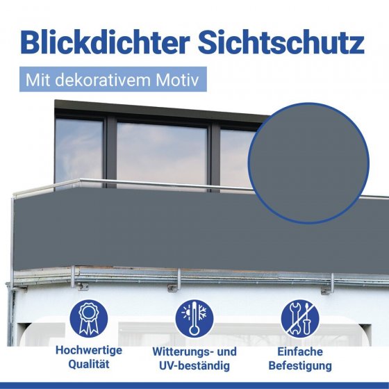 Balkon-Sichtschutz Mod. Anthrazit, 5 m, UV- und witterungsbeständig 