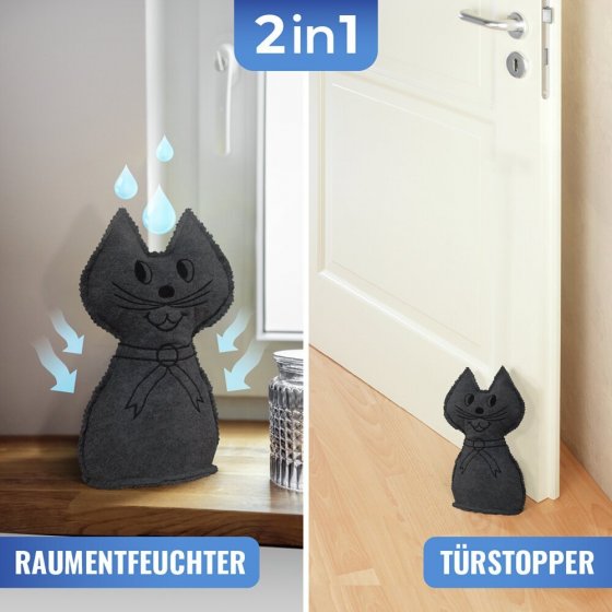 Raumentfeuchter Mod. Katze, 2er Set, schwerer Türstopper 