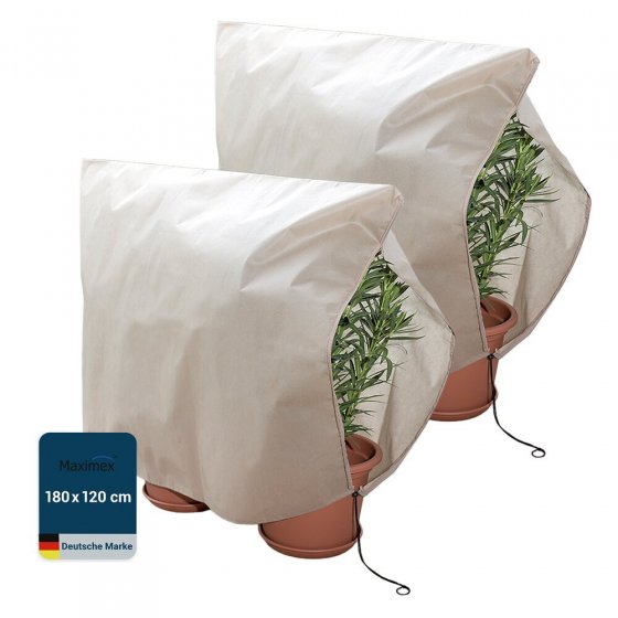 Pflanzenschutz-Vlies 180 x 120 cm, Beige, 2er Set, reißfestes Wintervlies für Pflanzen 