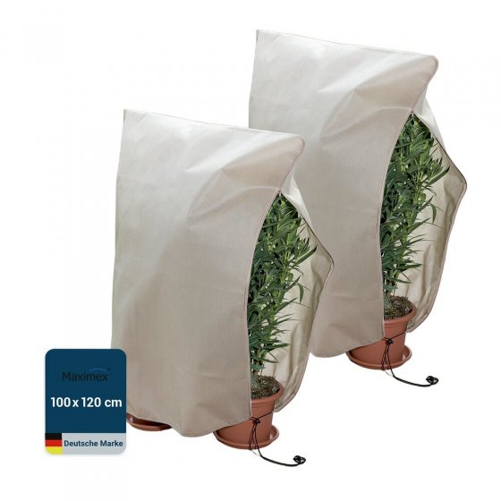 Pflanzenschutz-Vlies 100 x 120 cm, Beige, 2er Set, reißfestes Wintervlies für Pflanzen 
