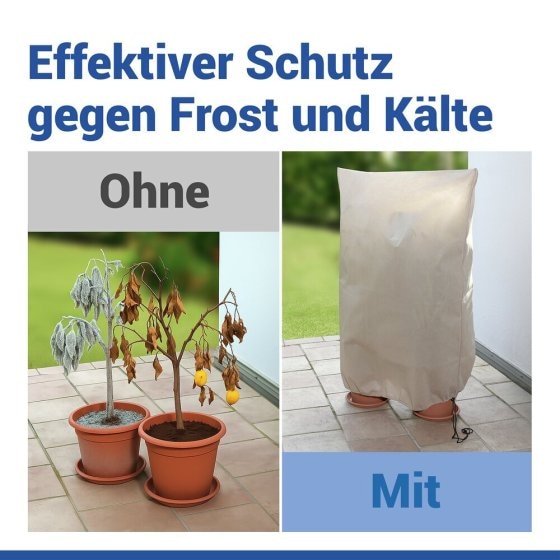 Pflanzenschutz-Vlies 100 x 120 cm, Beige, 2er Set, reißfestes Wintervlies für Pflanzen 