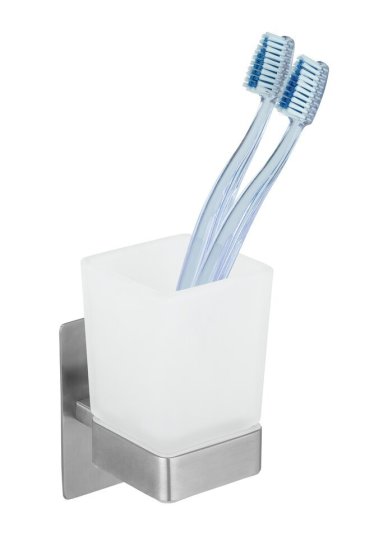 Turbo-Loc® Zahnputzbecher Mod. Genova Matt, Abnehmbarer Becher aus satiniertem Glas 
