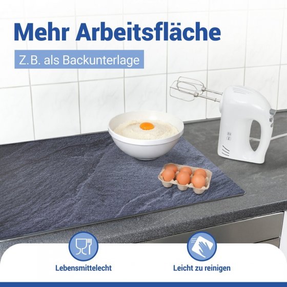 Abdeckmatte Mod. Schiefer, mehrfarbig, PVC, 60x52 cm, hitzebeständig und rutschfest 