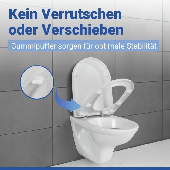 WC Sitz Mod. Palma Weiß, Toilettendeckel mit Absenkautomatik in D-Form 