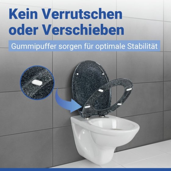 WC Sitz Mod. Ottana Granit, Toilettendeckel mit Absenkautomatik 