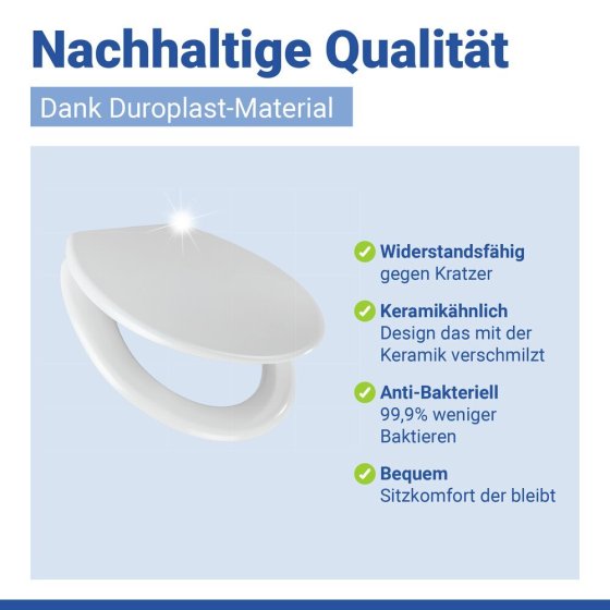 WC Sitz Mod. Vigone Weiß, Toilettensitz aus antibakteriellem Duroplast 