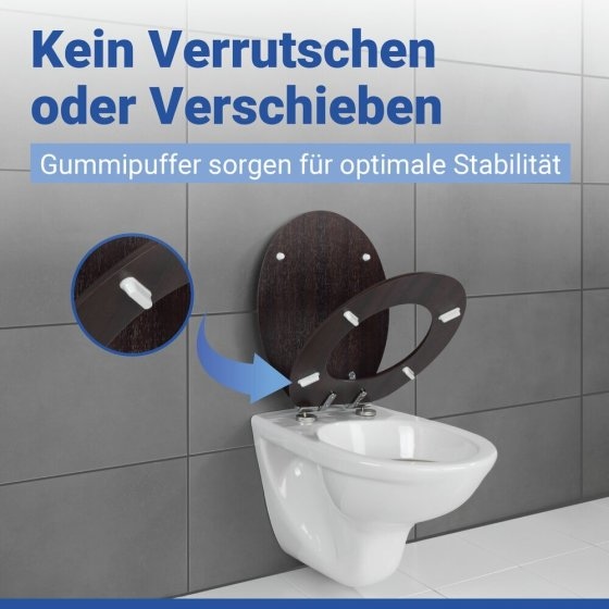 WC Sitz Mod. Wenge Dunkelbraun, stabiler Toilettensitz mit Absenkautomatik 