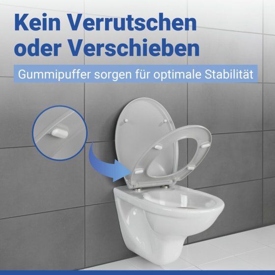 WC Sitz Mod. Samos Concrete Grey, Toilettendeckel mit Absenkautomatik 