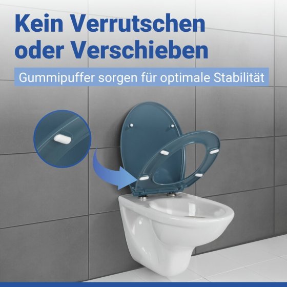 WC Sitz Mod. Samos Slate Blue, Toilettendeckel mit Absenkautomatik 