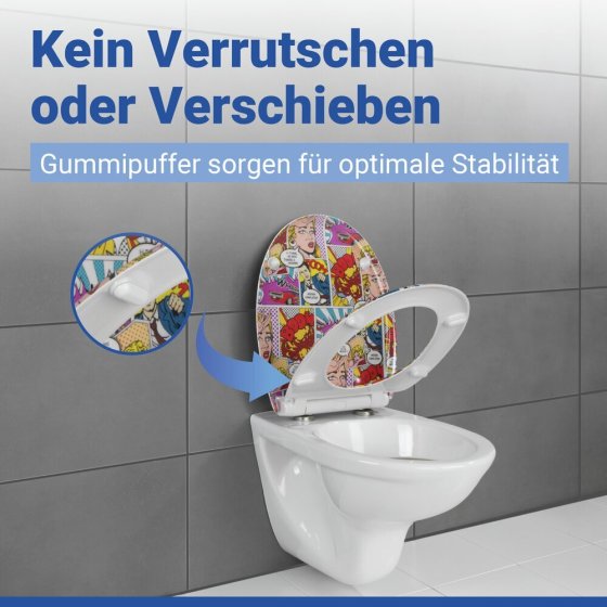 WC Sitz Mod. Pop-Art, Toilettendeckel mit Motiv und Absenkautomatik 