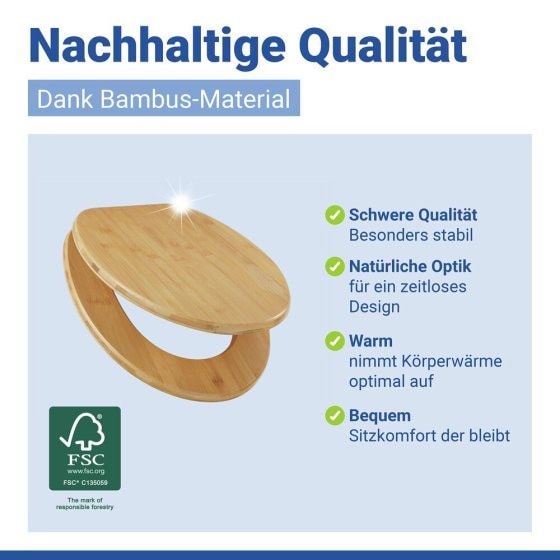 WC Sitz Mod. Bambus, Toilettensitz aus FSC®-zertifiziertem Bambus 