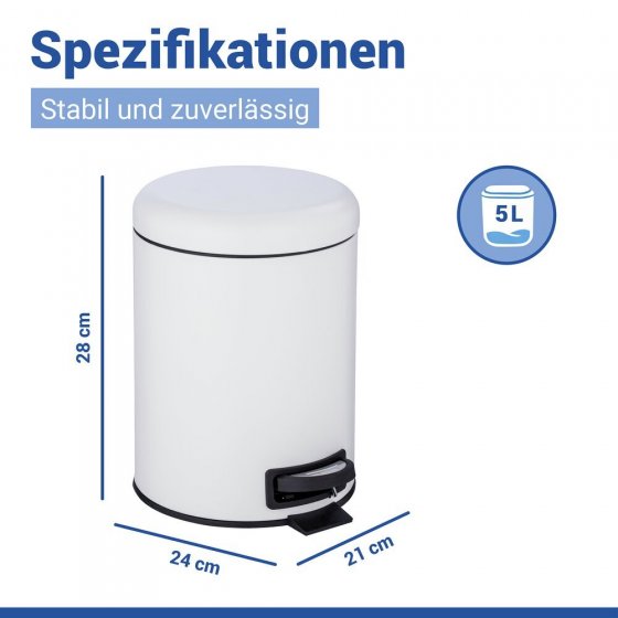 Kosmetik Treteimer Mod. Leman Weiß 5L, mit herausnehmbarem Einsatz 