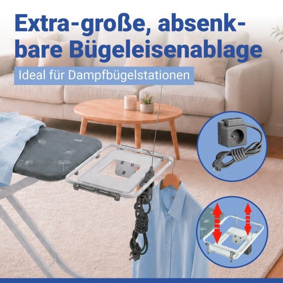 XXL Bügelbrett Mod. Professional, extrabreit, geeignet für Dampfbügelstationen 