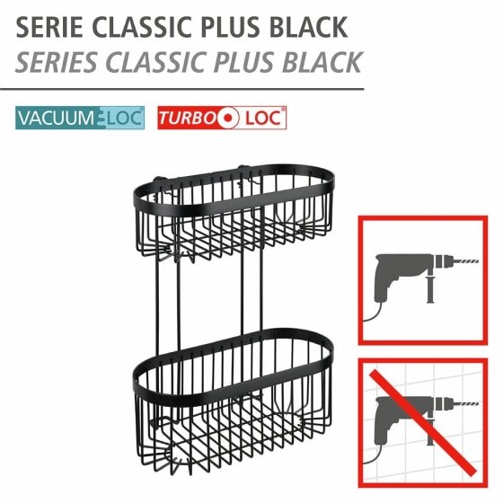Wandregal 2 Etagen Classic Plus Black, mit hochwertigem Rostschutz 