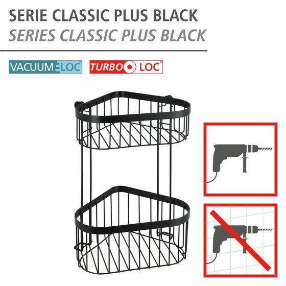 Eckregal 2 Etagen Classic Plus Black, mit hochwertigem Rostschutz 