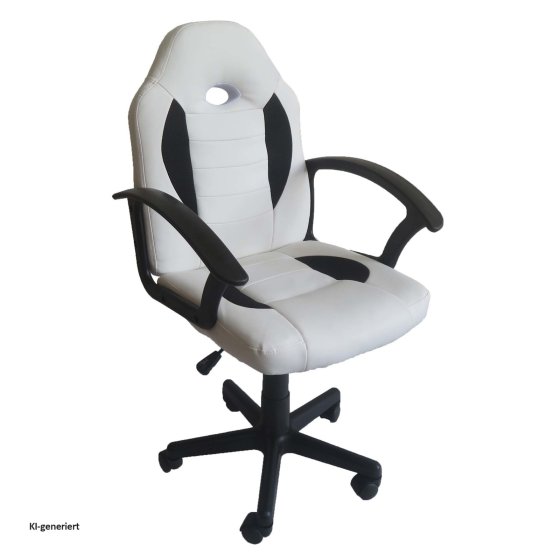 Schreibtischstuhl Junior höhenverstellbar ergonomischer Drehstuhl Weiß-Schwarz 