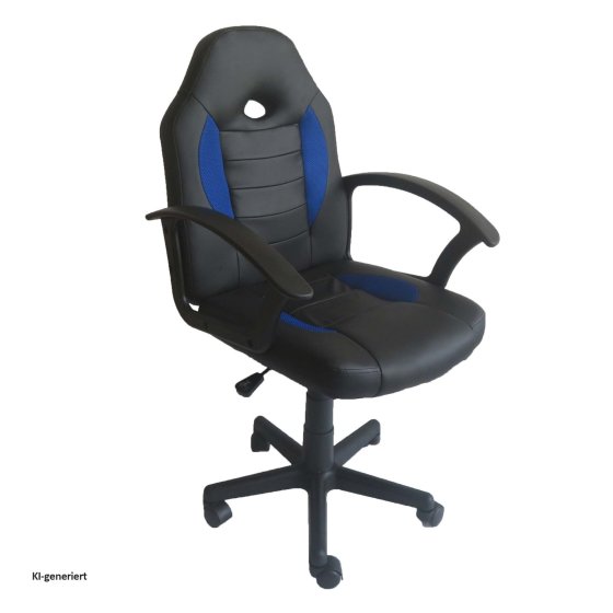 Schreibtischstuhl Junior höhenverstellbar ergonomischer Drehstuhl Schwarz-Blau 
