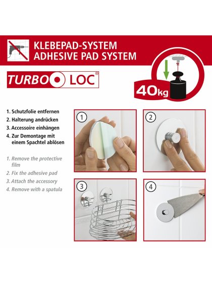 Turbo-Loc® Badetuchstange Mod. Orea Duo Shine, 60 cm, Befestigen ohne bohren 