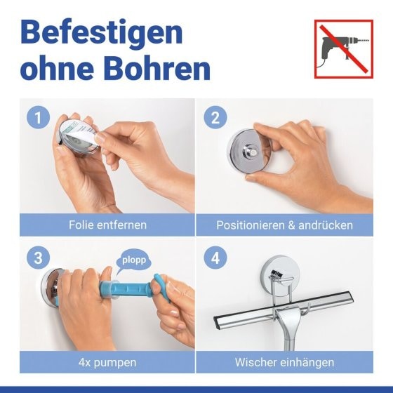 Vacuum-Loc® Duschabzieher, Befestigen ohne bohren 