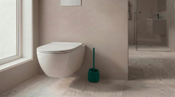 WC-Garnitur Mod. Badi Dunkelgrün Keramik, mit Silikon-Bürstenkopf 