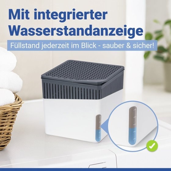 Luftentfeuchter Mod. Cube Weiß 1000 g mit Nachfüller, für Räume bis ca. 80 m³ 