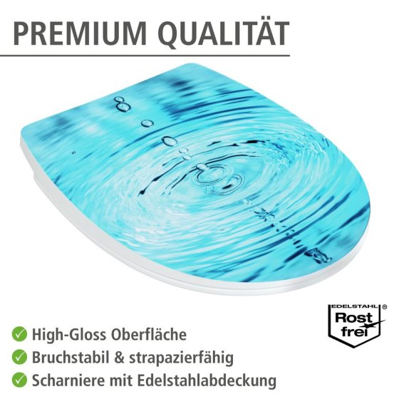 Toilettensitz Mod. Droplets Hochglanz, WC-Sitz mit Absenkautomatik, Schnellbefestigung 