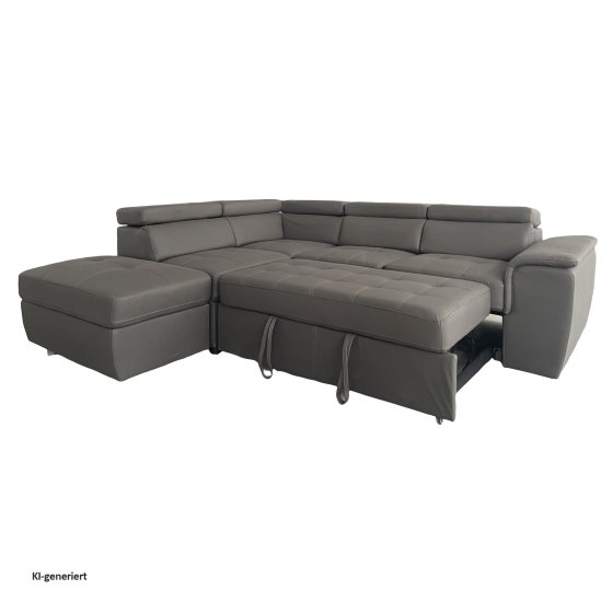 Couch Sandy mit Ottomane links Grau 