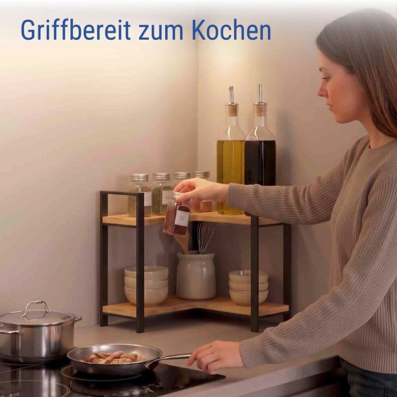 Küchen-Eckregal Mod. Lou, 2 Etagen, 2 Etagen 