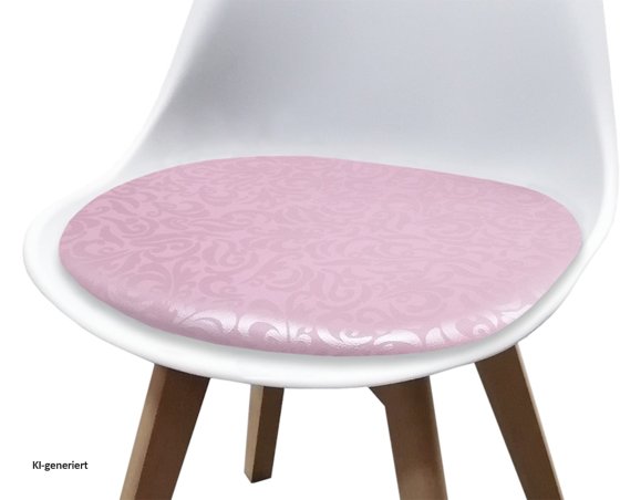 Esszimmerstuhl 4er Set Weiß mit Kunstledersitz Atlanta Rosa mit Ornament 