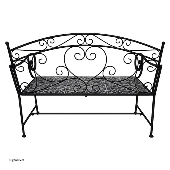 Metall Gartenbank mit Mosaik Sitzfläche Vintage Gartenbank 109 cm 