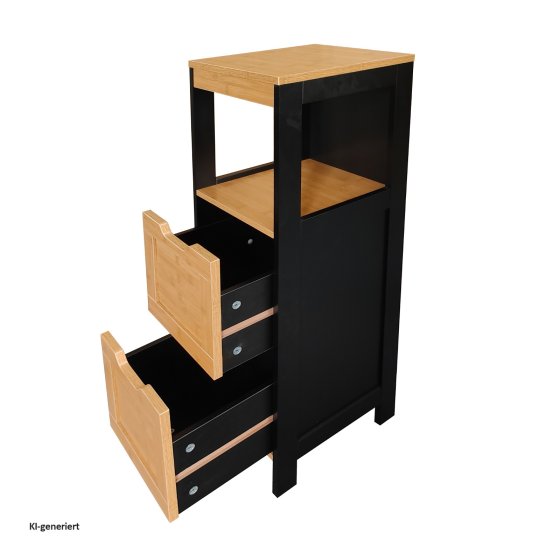 Beistellschränkchen mit 2 Schubladen Schwarz Holzoptik 