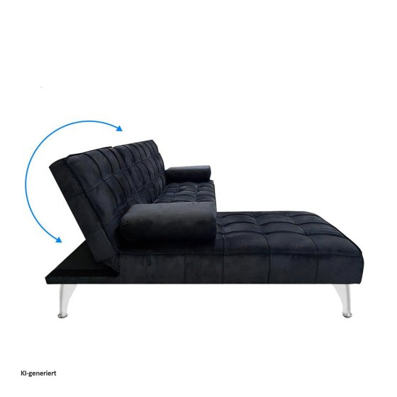 Ecksofa Miranda mit Bettfunktion Velvet Schwarz 