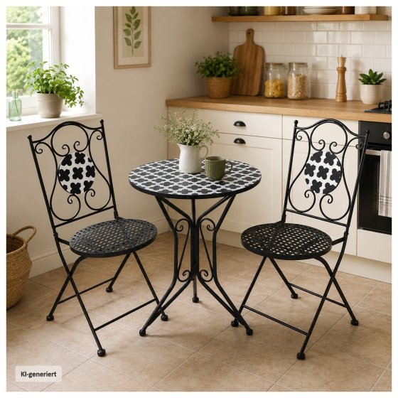 Gartentisch Metall Black and White 