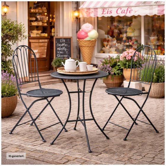 Gartenstuhl 2er-Set Ivo Metall Blau 