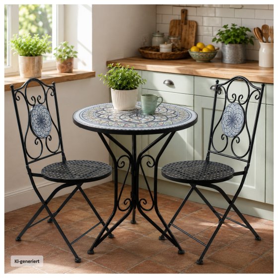 Gartenstuhl 2er-Set Metall Schwarz Byzanz 