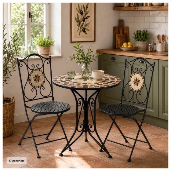 Gartenstuhl 2er-Set Metall Schwarz Kairo 