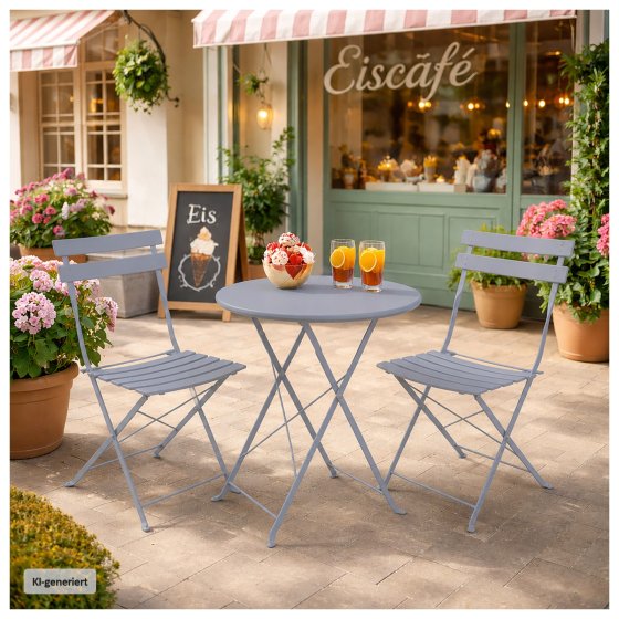 Gartenstuhl 2er-Set Basil Metall Grau 