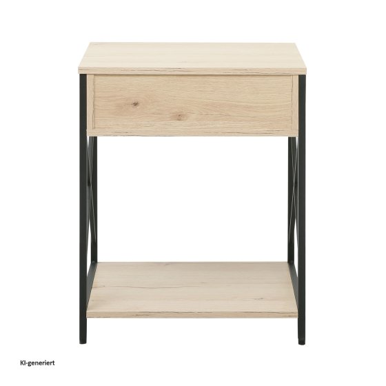 Beistelltisch Cedrik mit Schublade Artisaneiche-Schwarz 