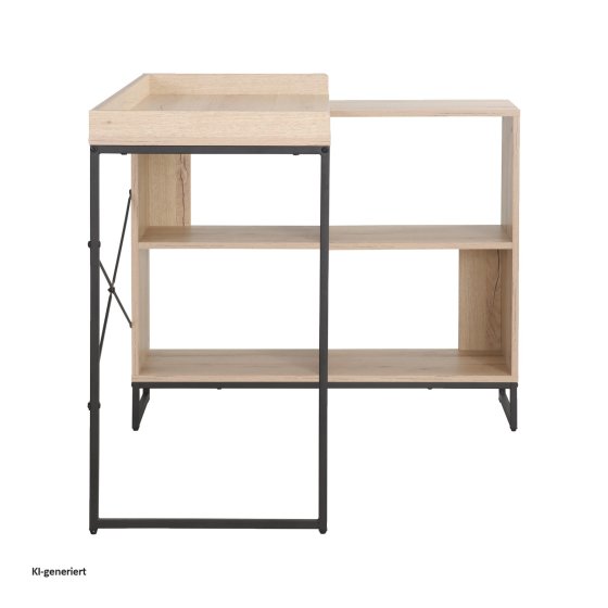 Eckschreibtisch mit Regal Cedrik Artisaneiche-Schwarz 
