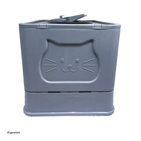Katzentoilette geschlossen grau mit Schaufel 