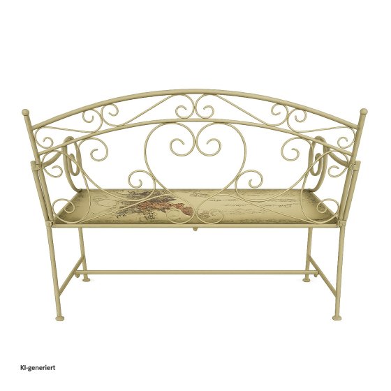 Gartenbank Schmetterling creme Metallbank mit Motiv Sitzfläche 109 cm 