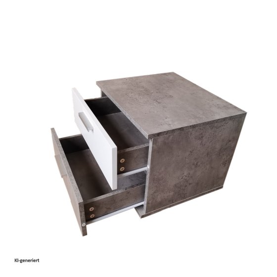 Nachtschrank Beton Weiß mit 2 Schubladen Nina 